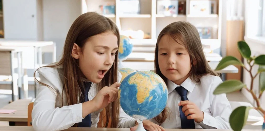 Primary school students enjoying a fun and engaging activity at an international school.