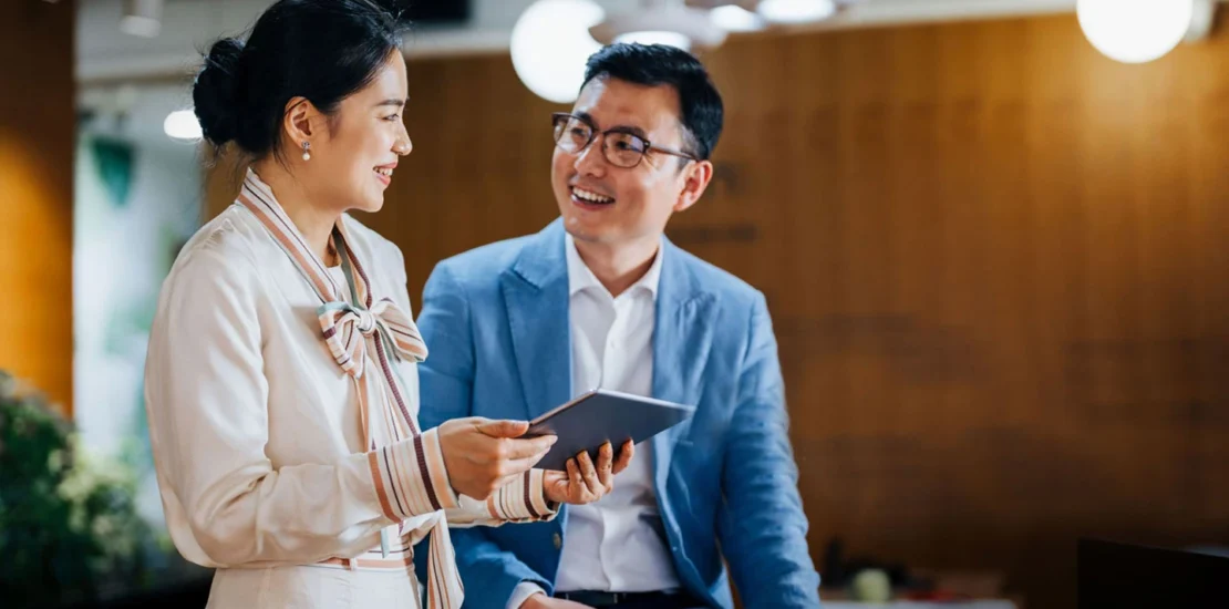 Personal secretary assisting client with scheduling and documents