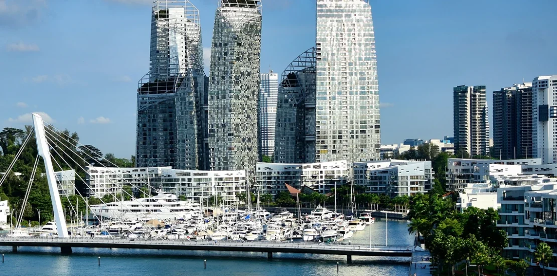 Reflections at Keppel Bay condominium and King's Dock waterfront in Singapore
